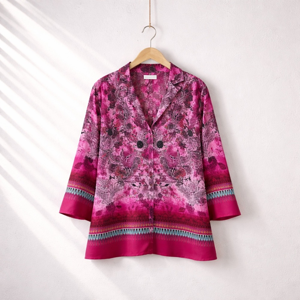 Fashion Bug XL Polyester Paisley Print Button Down Blouse